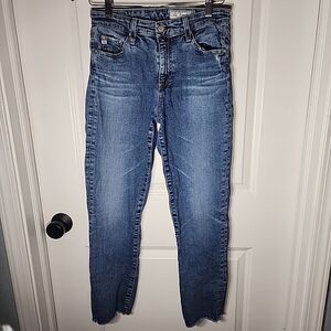 AG-ED Denim Mari Crop High Rise Slim Straight Jeans Womens Size 27 Blue Stretch